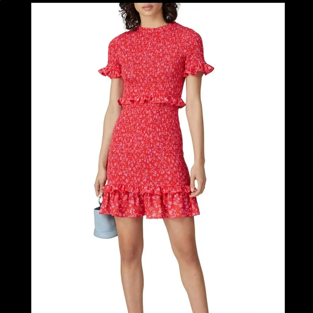 Floral Red Ruffle Dress - Picture 2 of 9